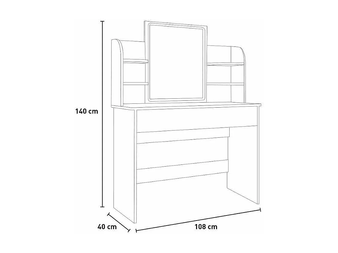 Estación de maquillaje tocador moderno luz LED negro Astrid Black