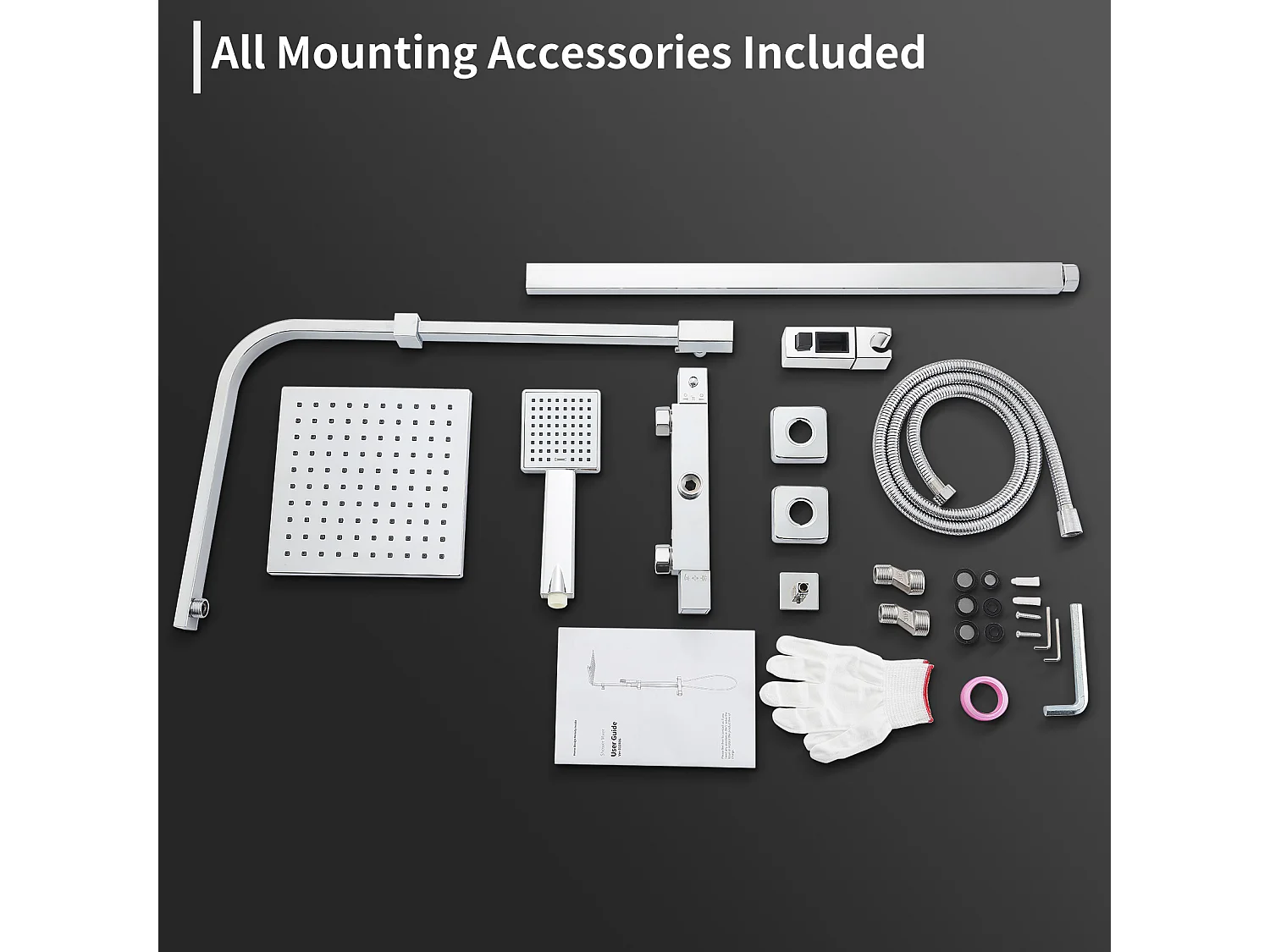 Colonne de Douche Thermostatique, Ensemble de Douche Réglable en Hauteur, Système de douche en Laiton, Ensemble de Douche Mural, ,Chromé