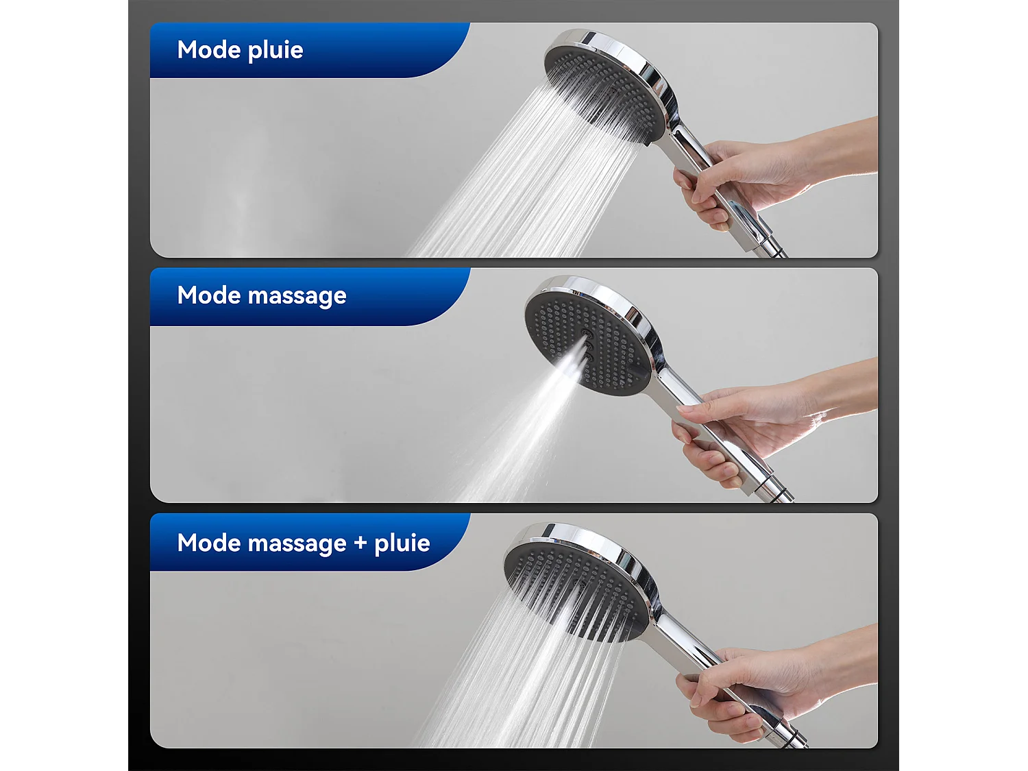 Colonne de Douche Thermostatique Ensemble de Douche Chromé Système de Douche Robinetterie en Laiton Avec douchette à trois fonctions