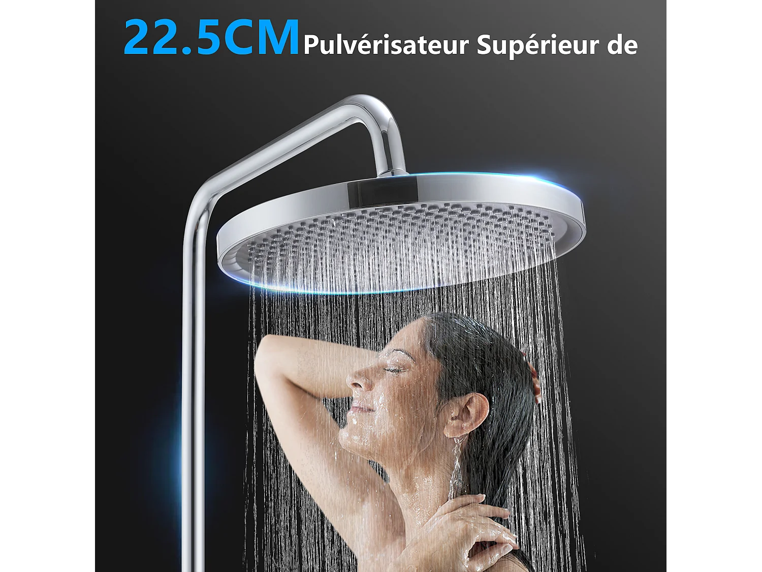 Colonne de Douche Thermostatique Ensemble de Douche Chromé Système de Douche Robinetterie en Laiton Avec douchette à trois fonctions