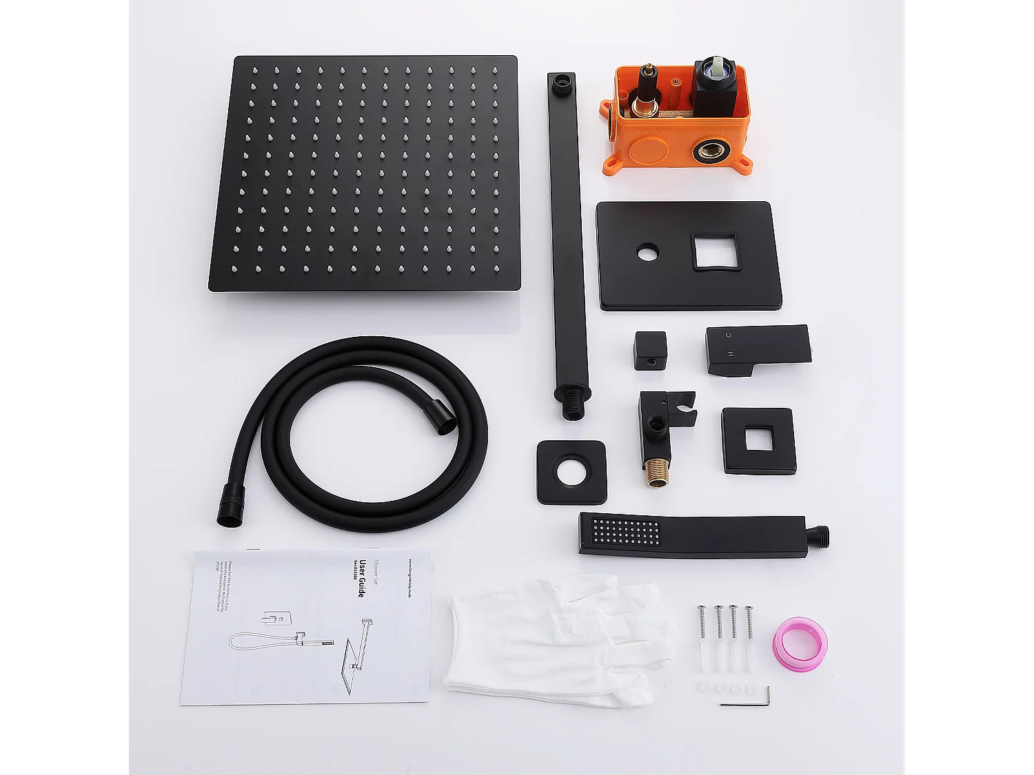 Colonne de Douche Encastrée Ensemble de Douche Mécanique avec Grande Tête de Douche Carrée 12" Système de Douche Encastrable Noir Design Élégante