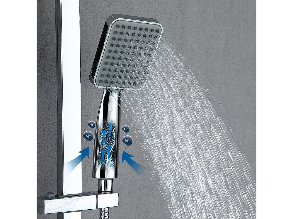 Colonne de Douche Thermostatique Ensemble de Douche Corps en Laiton Hauteur Réglable 818-1214mm Système de Douche