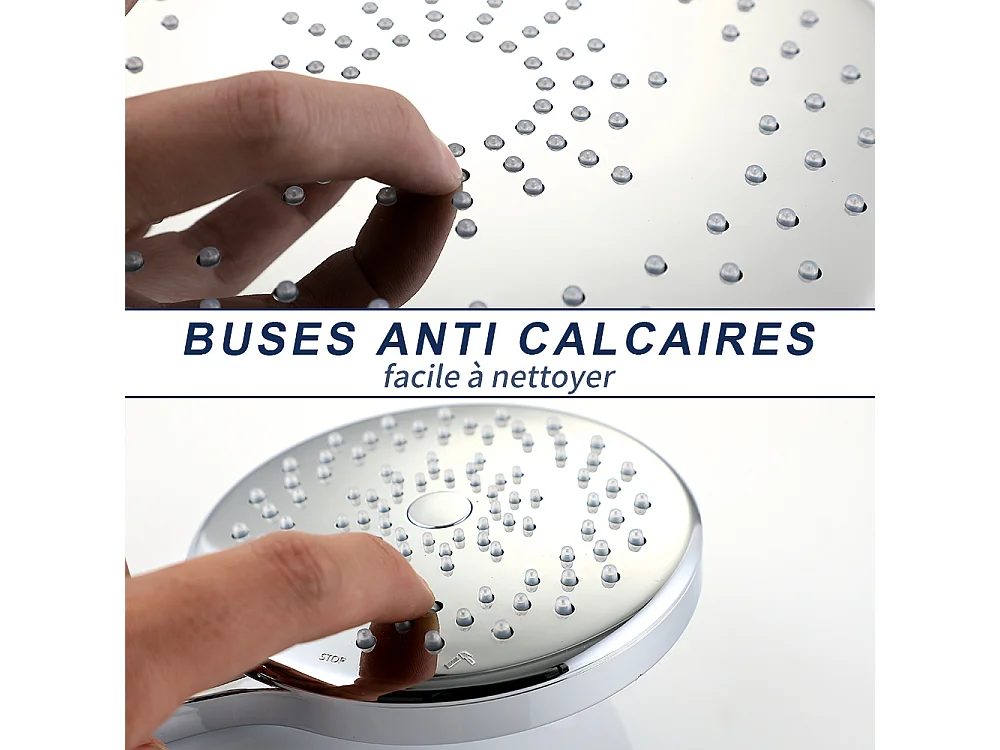 Colonne de Douche Thermostatique Ensemble de Douche Chromé Système de Douche Robinetterie en Laiton Kit de Douche Réglable