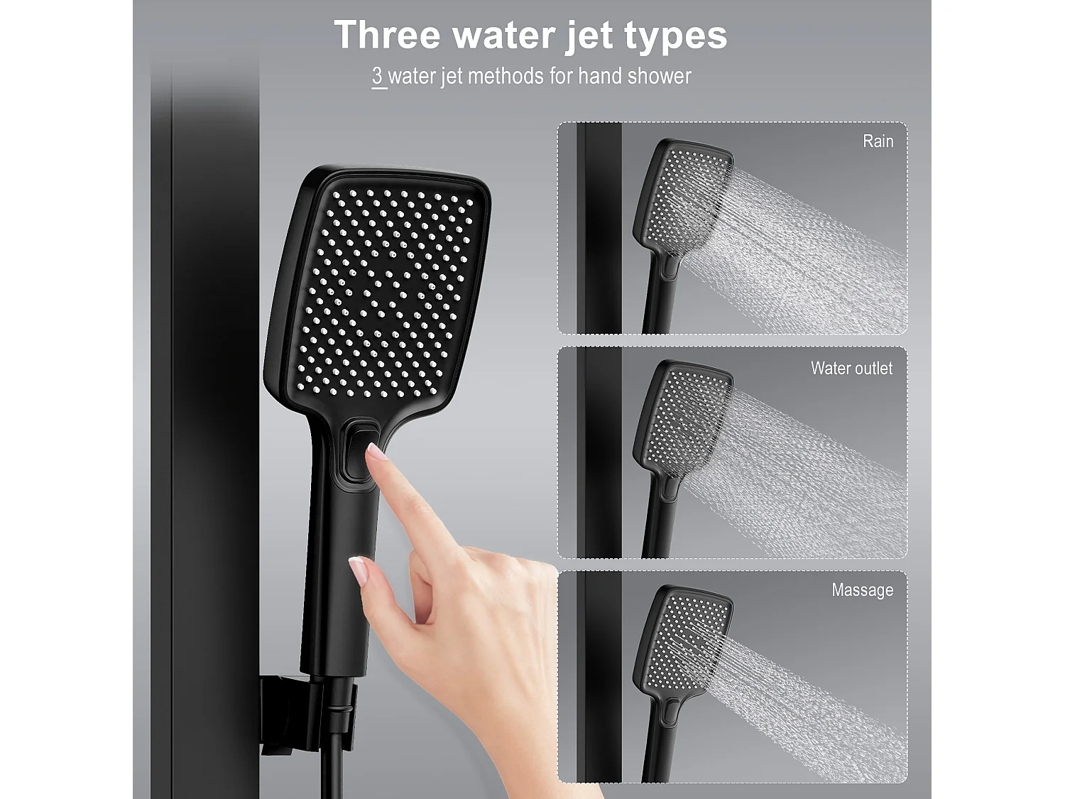 Colonne de Douche Thermostatique 40℃ avec plaque thermostatique de 40 cm Ensemble de Douche en Laiton douchette à main avec 4 intensités de jet