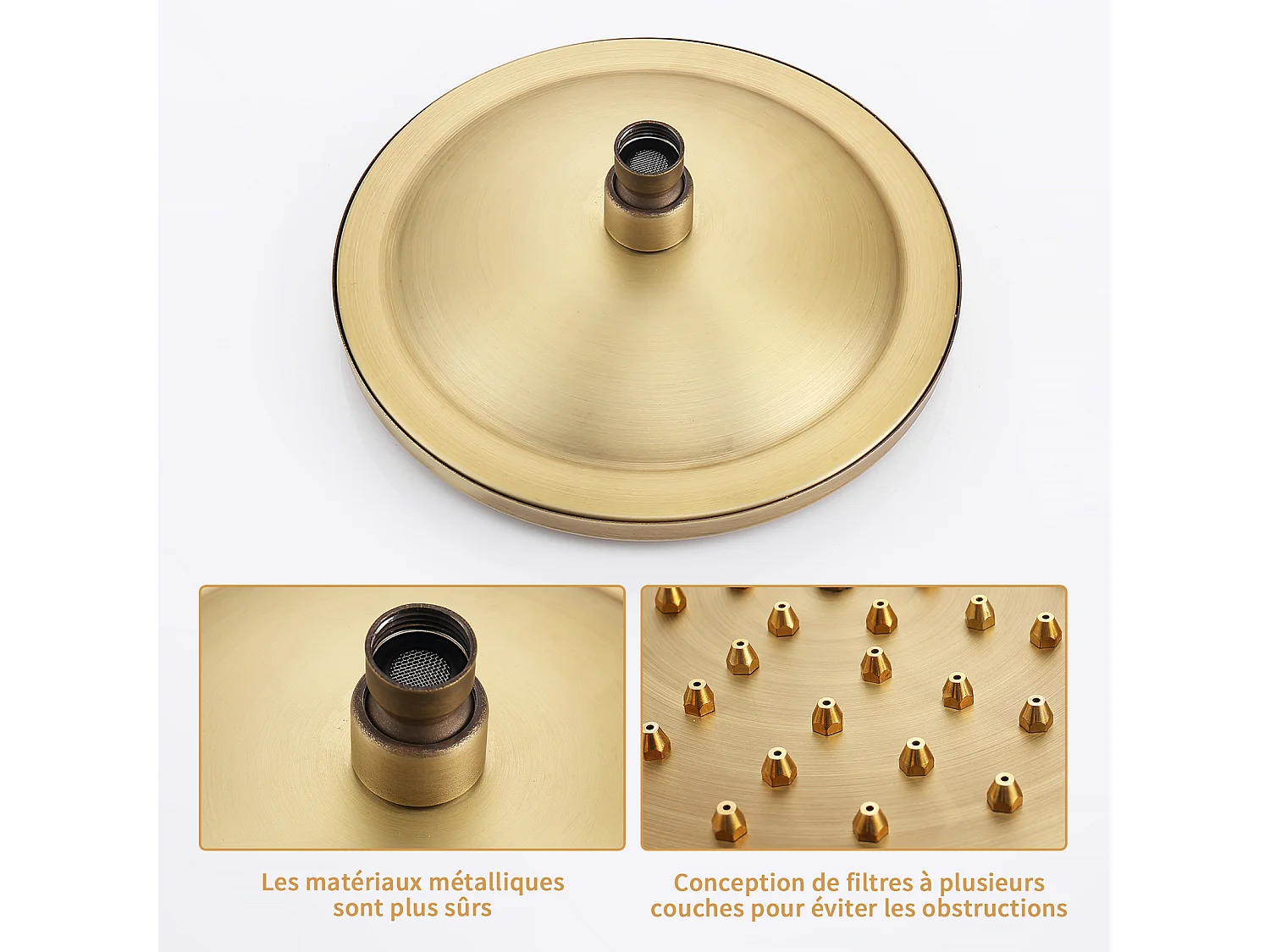 Colonne de Douche Mécanique  Ensemble de Douche à Double Poignée Rétro Système de Douche Réglable Kit de Douche en Laiton Antique Finition Bronze