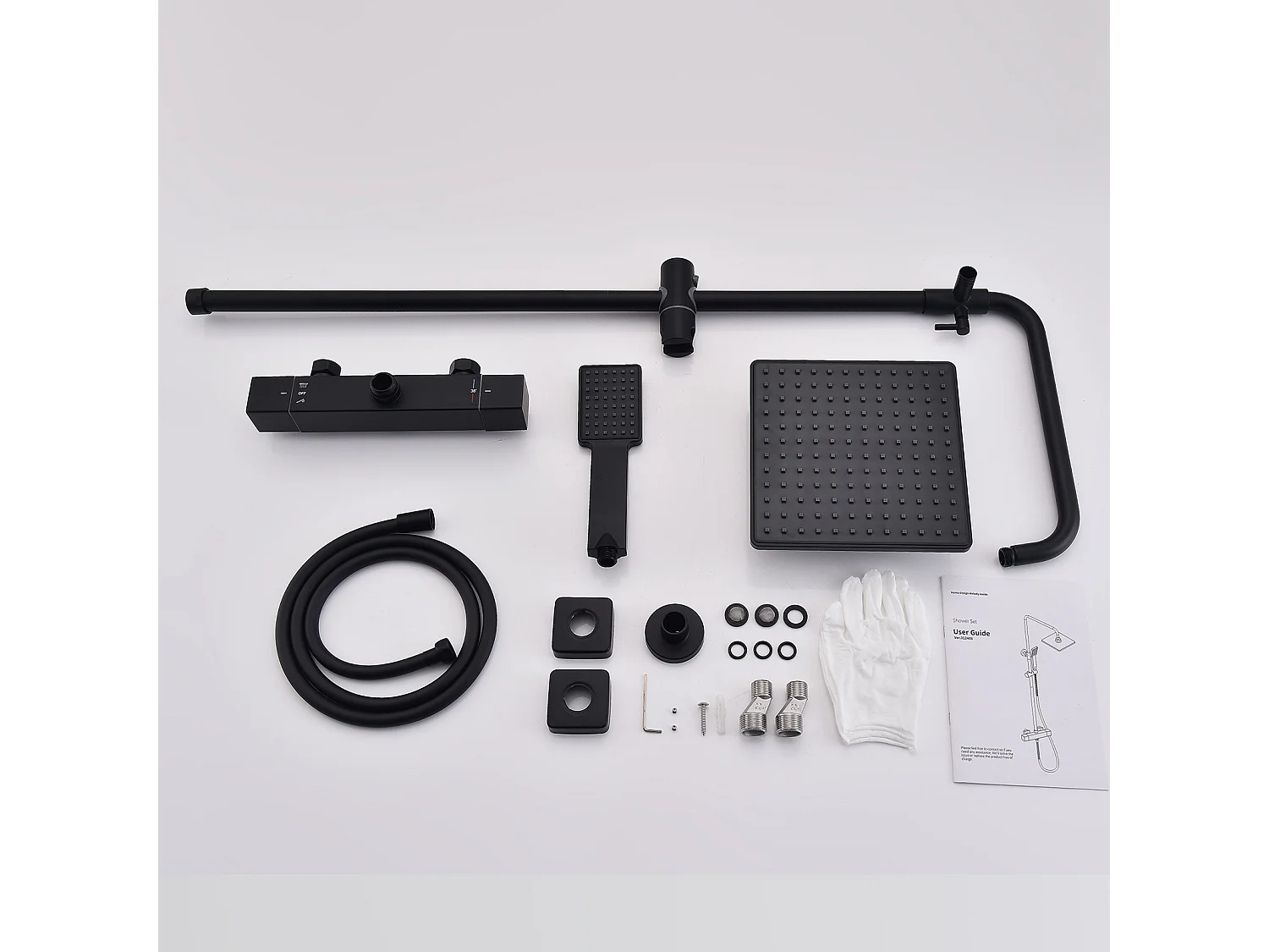 Colonne de Douche Thermostatique Ensemble de Douche Noir Kit de Douche en Laiton Pour Salle de Bain