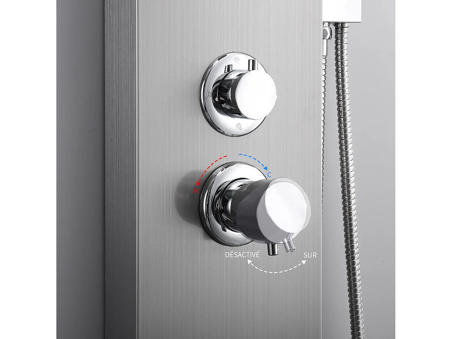 Homelody Colonne de Douche Hydromassante, Panneau de Douche Multifonction en Acier Inox a Montage Mural , chromé