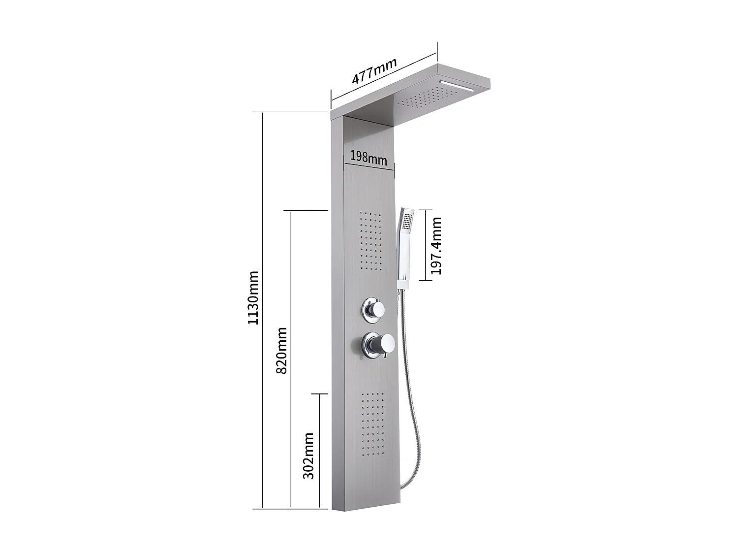 Homelody Colonne de Douche Hydromassante, Panneau de Douche Multifonction en Acier Inox a Montage Mural , chromé