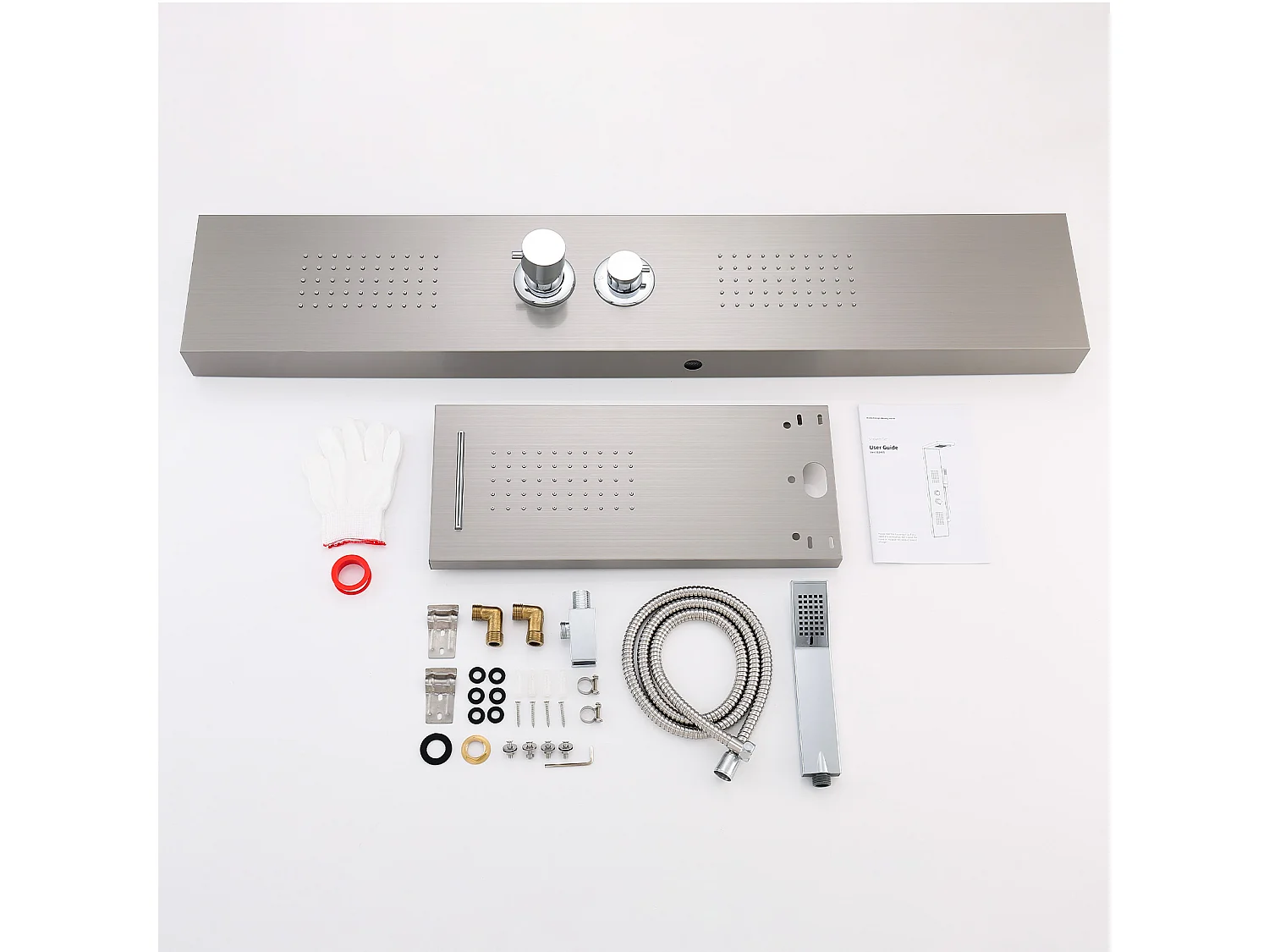 Homelody Colonne de Douche Hydromassante, Panneau de Douche Multifonction en Acier Inox a Montage Mural , chromé