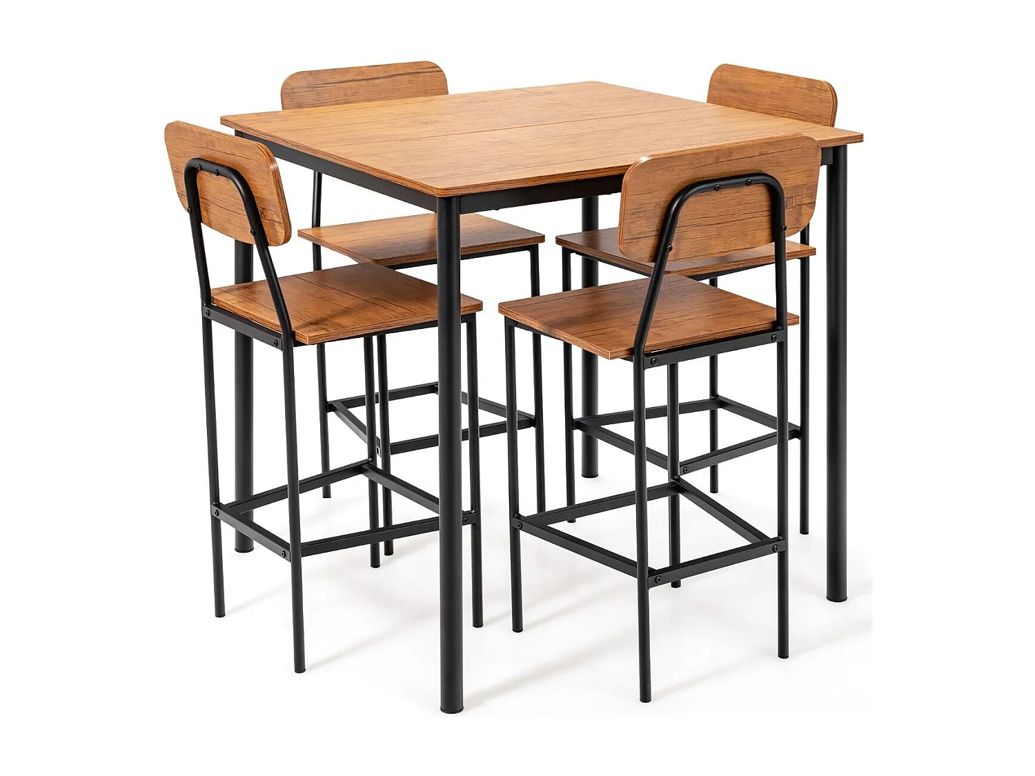Table a manger avec 4 tabourets de bar armature métal contemporain/ensemble 5 pcs