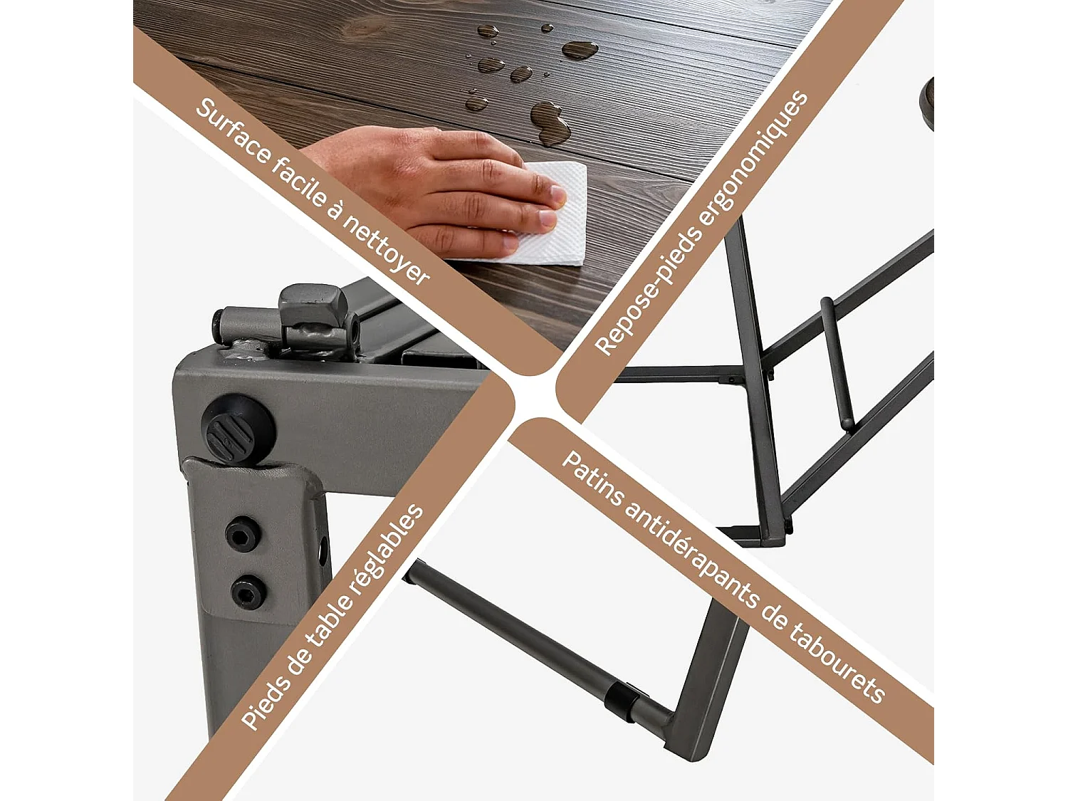 Table haute cuisine avec tabouret, industrielle pliable, mange debout 2 personnes