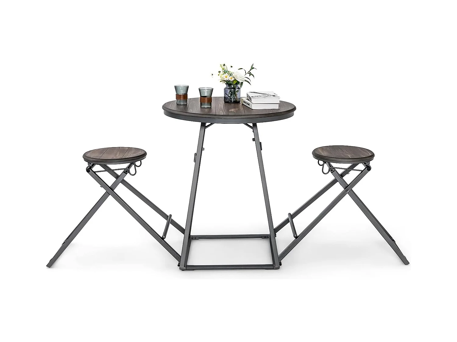 Table haute cuisine avec tabouret, industrielle pliable, mange debout 2 personnes