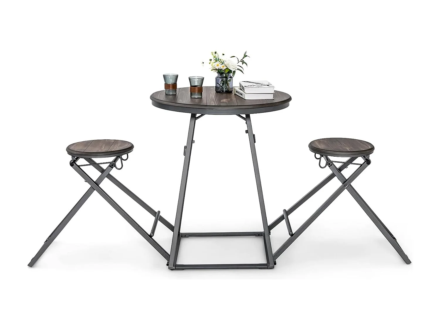 Table haute cuisine avec tabouret, industrielle pliable, mange debout 2 personnes