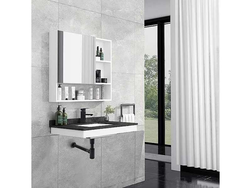 Siphon de Lavabo avec Bonde Siphon Universel et Bonde d'écoulement Salle de Bain pour Lavabo Noir Mat 1/4 x 30 mm Siphon Pop-up