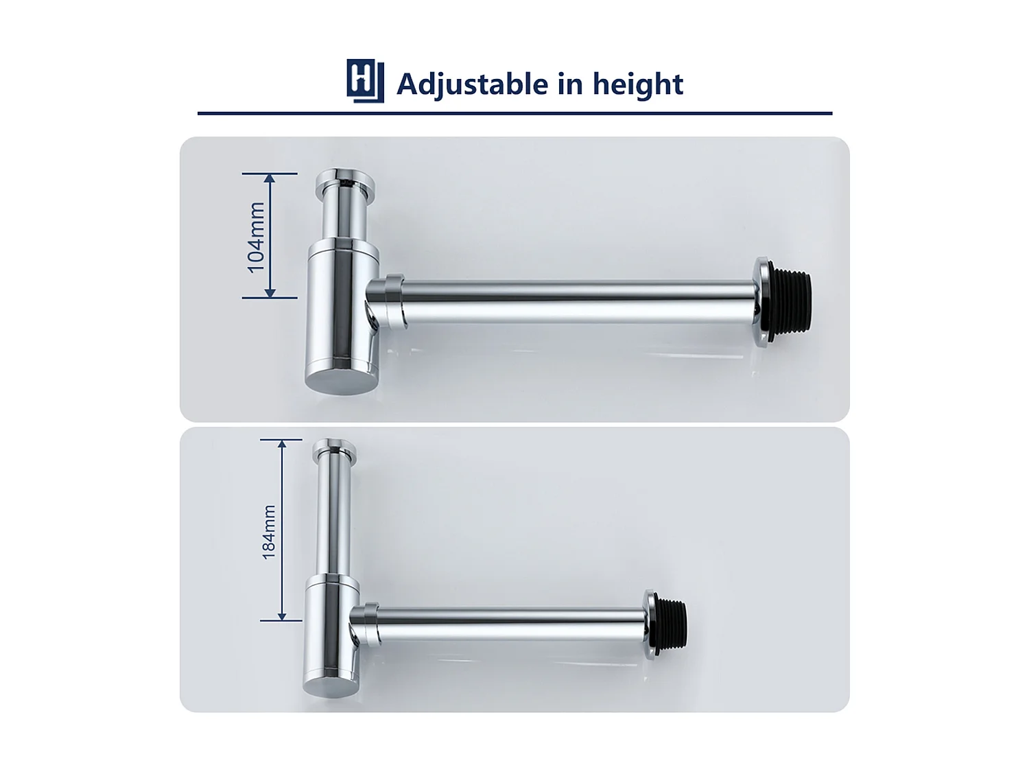 Siphon de Lavabo en Acier Inox Siphon pour vasque et lavabo hauteur réglable Set de Siphon G1-1-4"