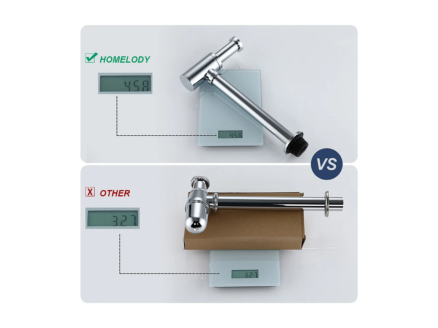 Siphon de Lavabo en Acier Inox Siphon pour vasque et lavabo hauteur réglable Set de Siphon G1-1-4"