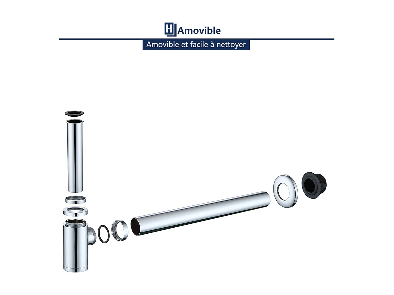 Siphon de Lavabo en Acier Inox Siphon pour vasque et lavabo hauteur réglable Set de Siphon G1-1-4"