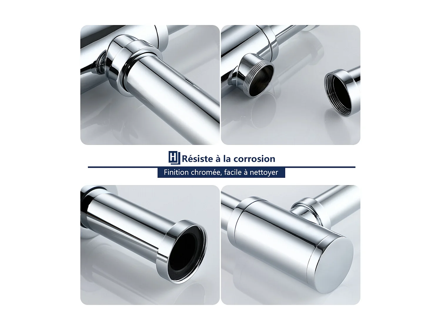 Siphon de Lavabo en Acier Inox Siphon pour vasque et lavabo hauteur réglable Set de Siphon G1-1-4"