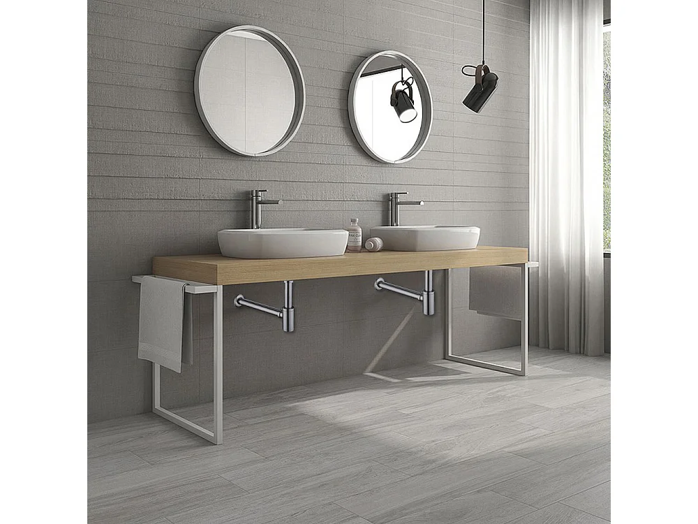 Siphon de Lavabo en Acier Inox Siphon pour vasque et lavabo hauteur réglable Set de Siphon G1-1-4"