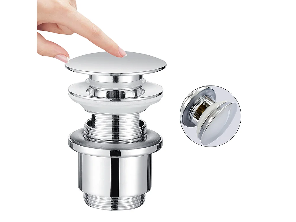 Homelody Bonde de Lavabo Bonde Pop-up avec Trop-plein Automatique Universelle en Cuivre Chromé Grande Evacuation