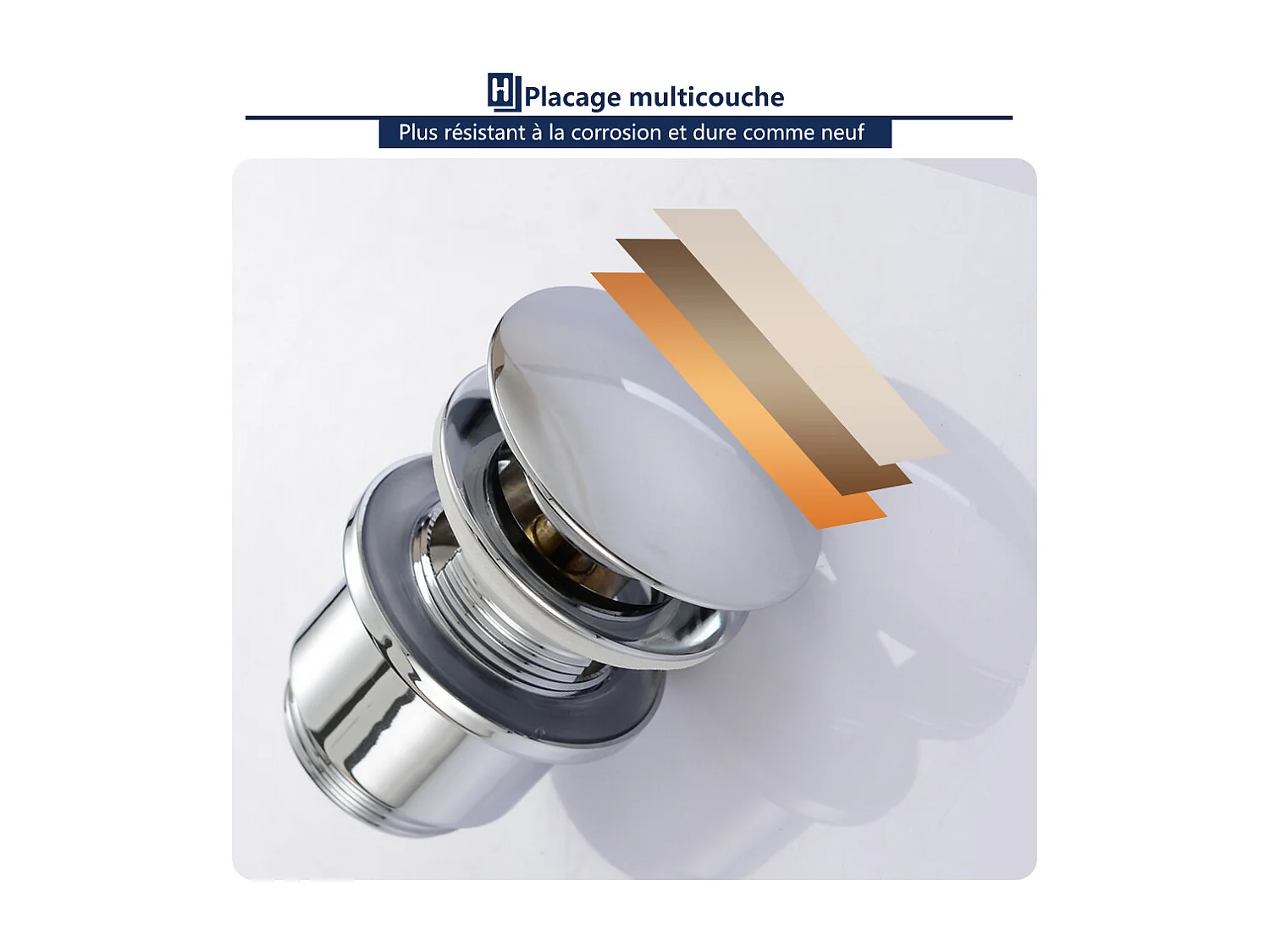 Homelody Bonde de Lavabo Bonde Pop-up avec Trop-plein Automatique Universelle en Cuivre Chromé Grande Evacuation