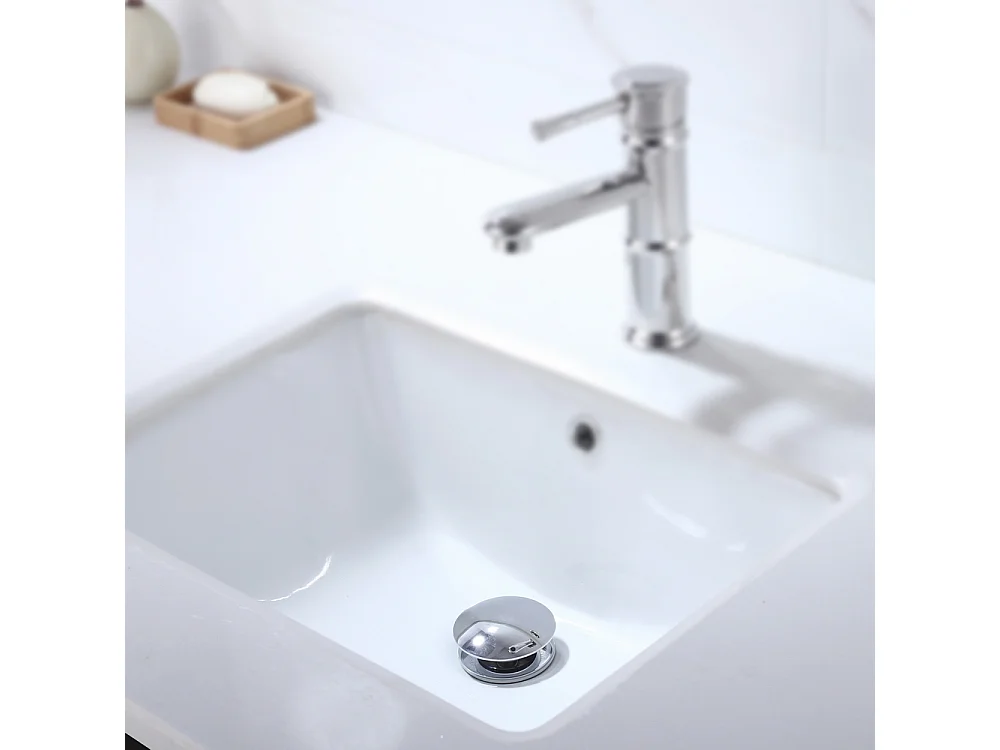 Homelody Bonde de Lavabo Bonde Pop-up avec Trop-plein Automatique Universelle en Cuivre Chromé Grande Evacuation