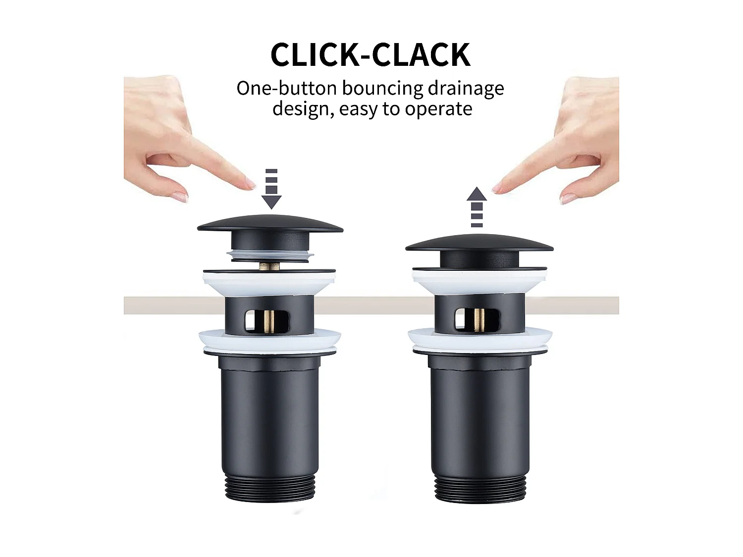 Bonde de Lavabo Bonde Pop-up avec Trop-plein Automatique Universelle Vidage pour Vasque et Lavabo Équipé Panier-filtre Noir G1-1-4"