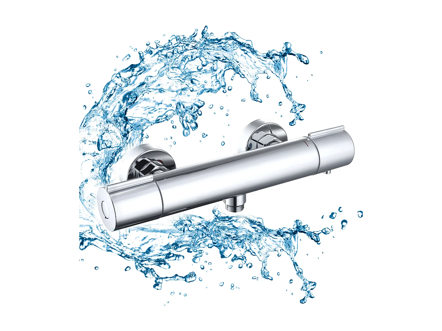 Mitigeur Thermostat Douche Robinet Mitigeur Douche pour Colonne de Douche Baignoire Robinetterie de Bain en Laiton Chromé