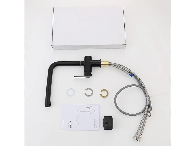 Mitigeur Cuisine Noir avec Douchette Extractible, Robinet Douchette d'évier Extractible Pivotant à 360°, Mitigeur Monocommande pour évier de Cuisine