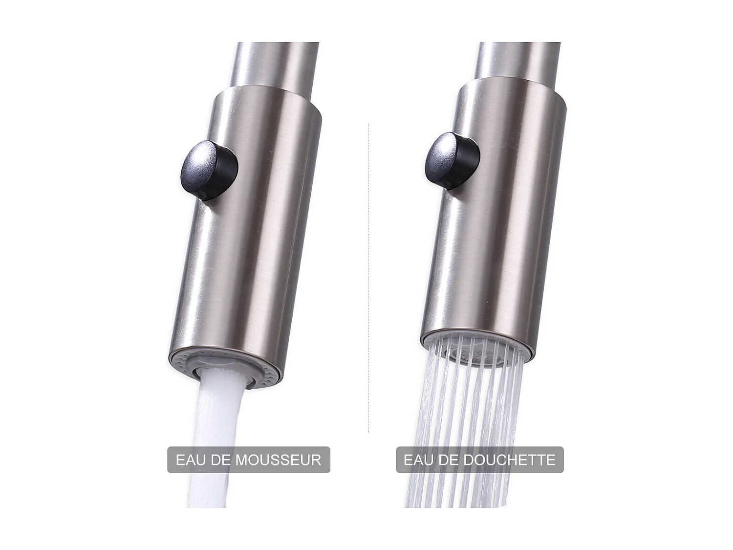 Robinet de Cuisine avec Douchette Extractible Mitigeur d'évier Bec Rotatif 360° Robinet en Acier Nickel Brossé Mitigeur de Cuisine- HOMELODY