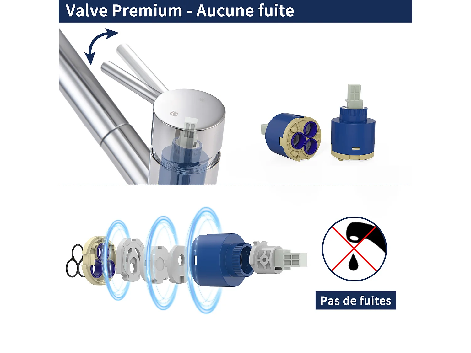 Robinet de Cuisine avec Douchette Extractible 2 Jets au Choix Mitigeur Cuisine d'évier Chromé Laiton - Homelody