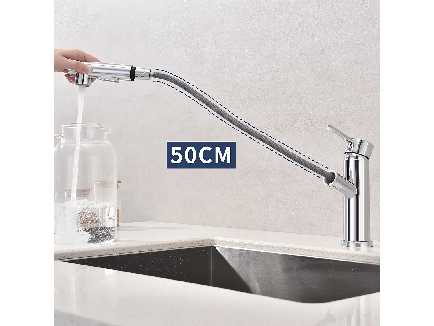 Robinet de Cuisine avec Douchette Extractible 2 Jets au Choix Mitigeur Cuisine d'évier Chromé Laiton - Homelody