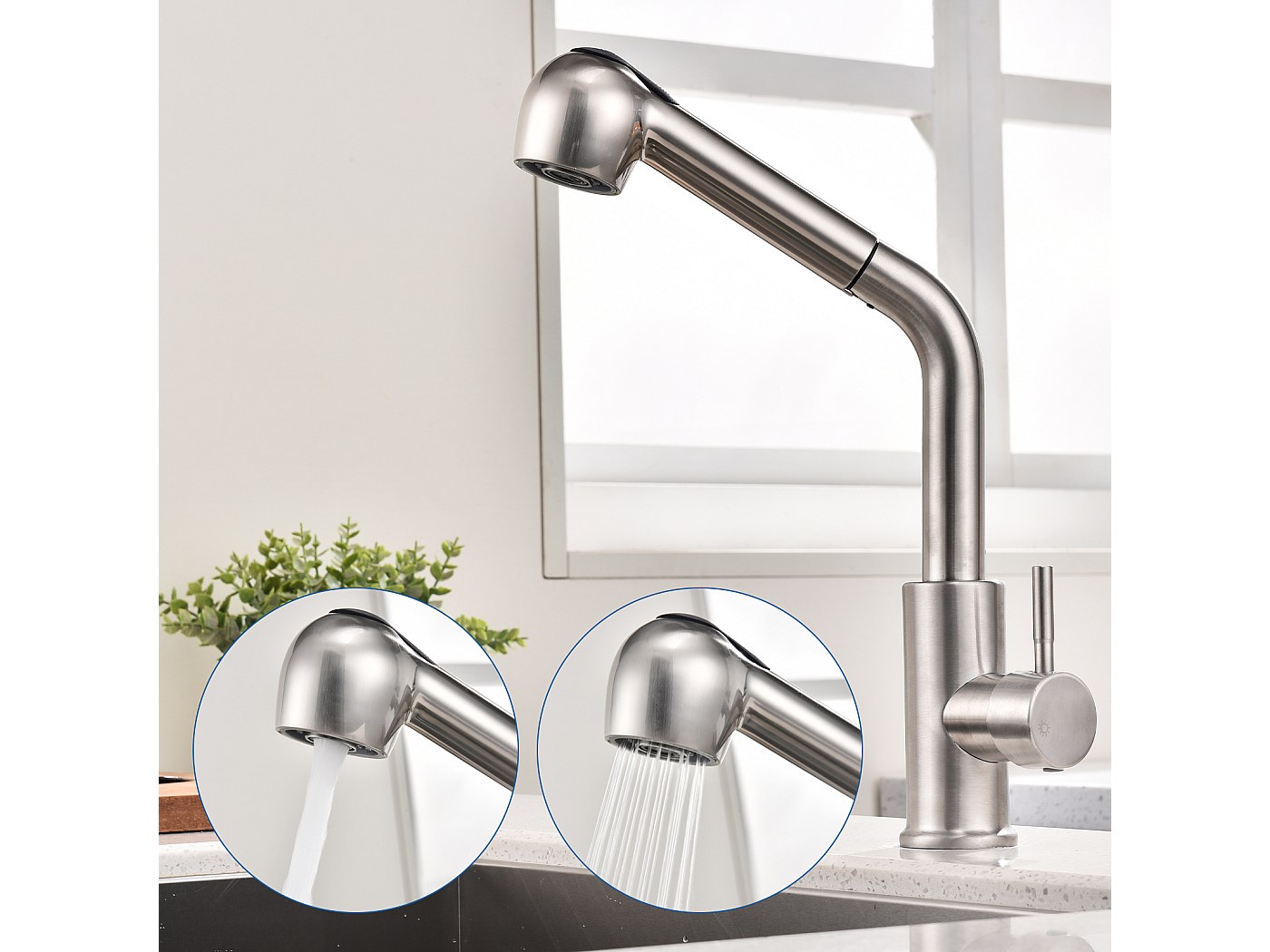 Mitigeur de cuisine avec douchette extracible,Robinet de cuisine Inox