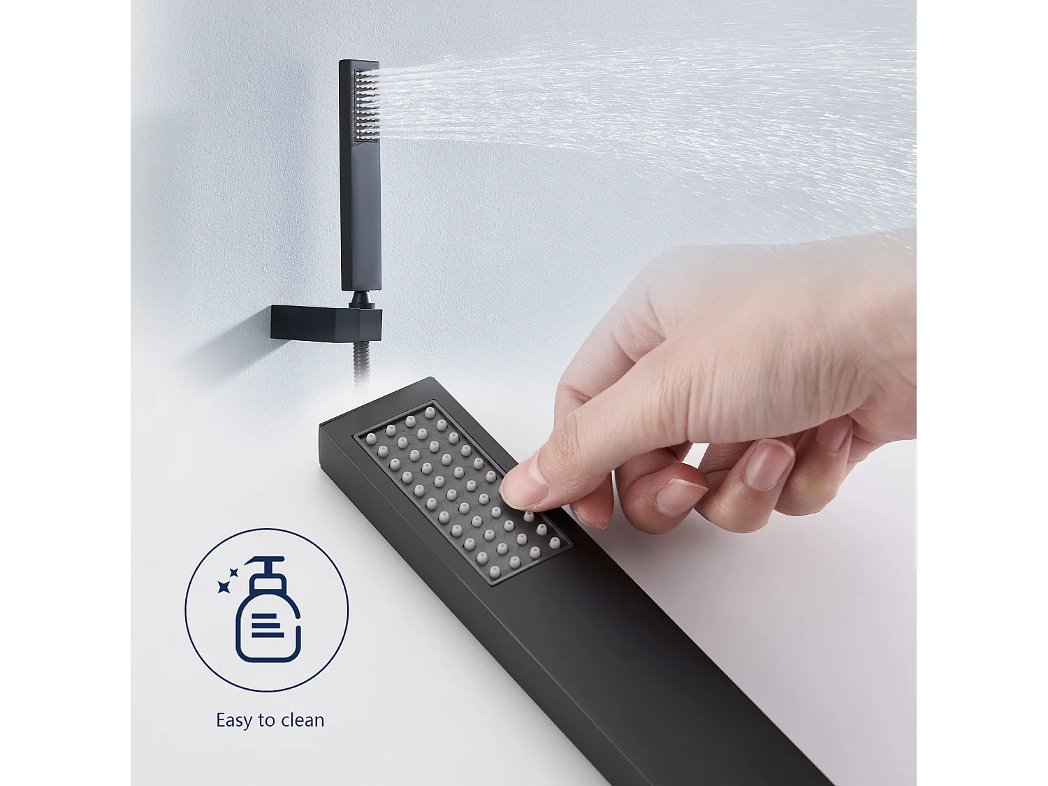 Mitigeur de Baignoire Cascade Robinet de Baignoire Mural avec Douchette à Main et Flexible de douche 1,5M, Laiton Noir Mat