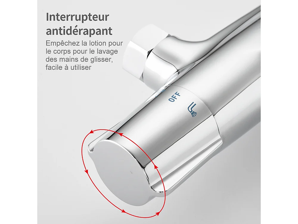 Robinet de Baignoire Cascade Mitigeur Thermostatique de Douche pour Baignoire Robinet de Douche Laiton Chromé Design Elégant