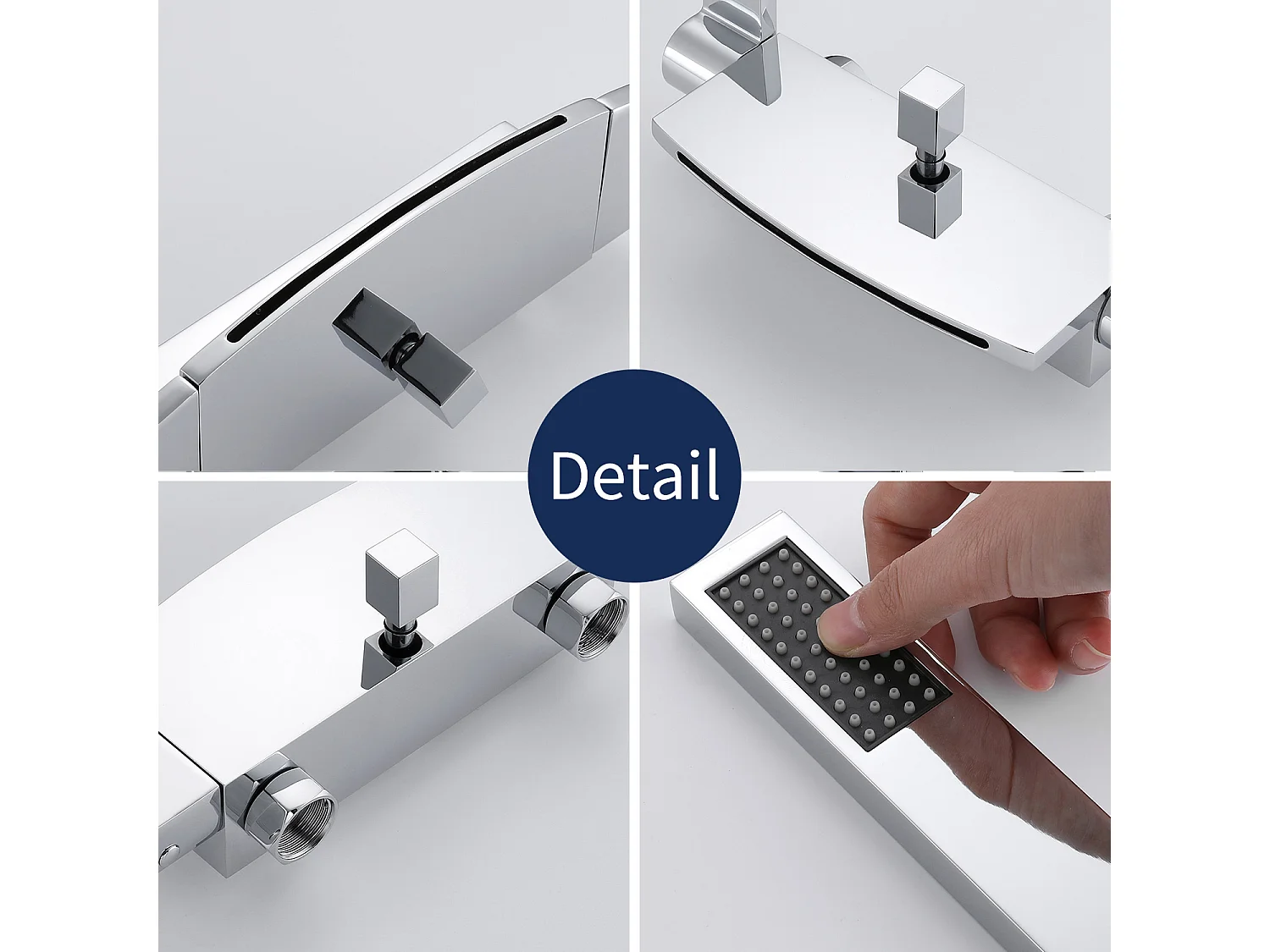 Mitigeur de Baignoire Cascade Robinet de Douche Mural avec Douchette à Mains Laiton Set de douche en Laiton Chromé