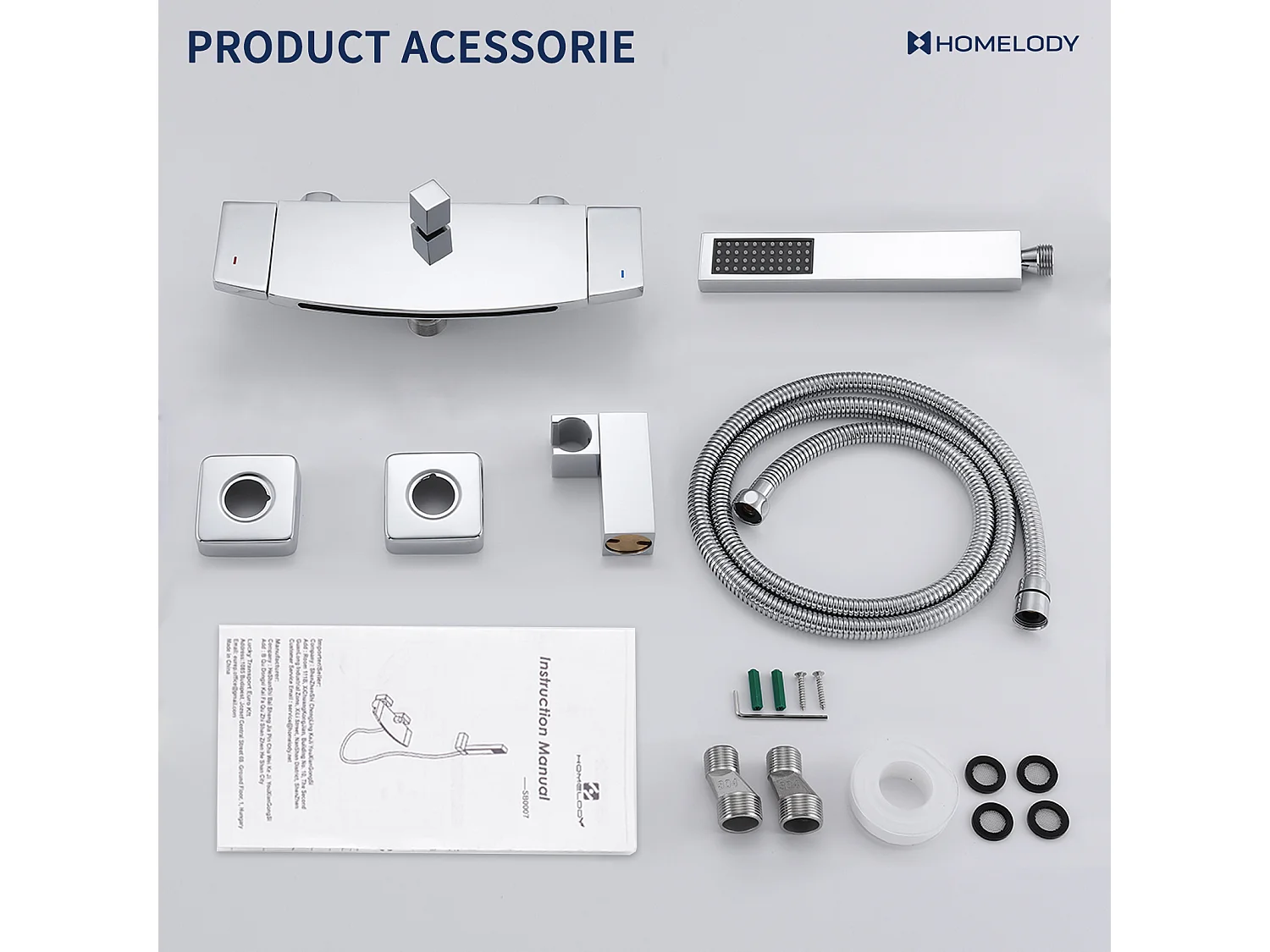 Mitigeur de Baignoire Cascade Robinet de Douche Mural avec Douchette à Mains Laiton Set de douche en Laiton Chromé