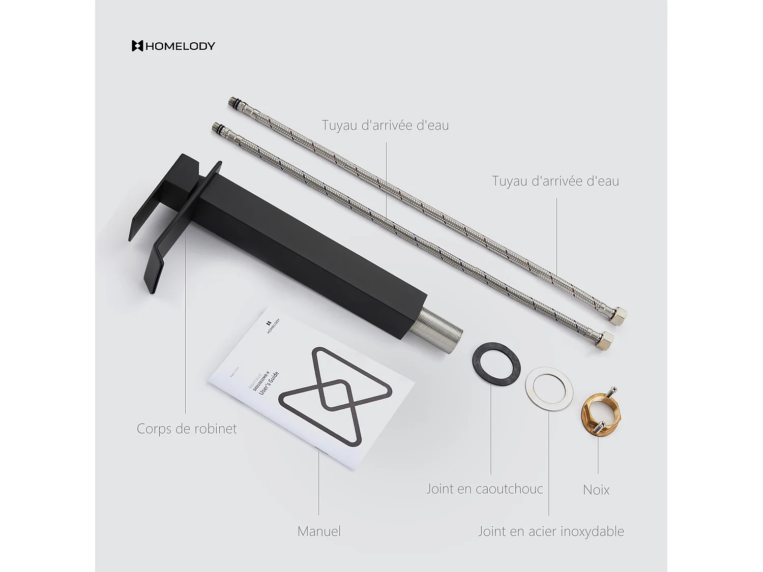 Noir Robinet Salle de Bain Cascade Grand Mitigeur Lavabo en Laiton Robinetterie Lave-mains pour Vaque Salle de Bain Design Moderne