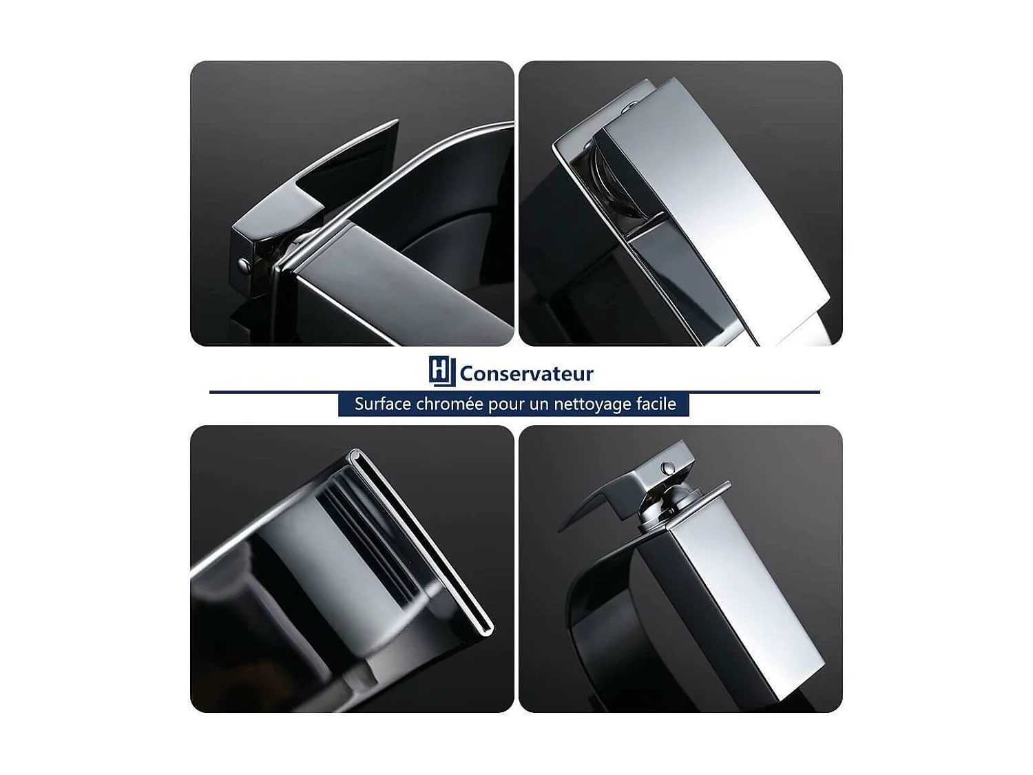 Robinet Salle de Bain Cascade Mitigeur de Lavabo en Laiton Robinet à Deux Voies Chromé