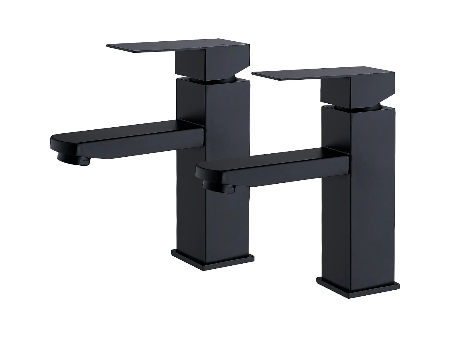 2x Robinet Salle Bain Noir acier inoxidable avec Poignée Carrée Mitigeur lavabo Eau Froide Chaude Disponible Robinetterie Lave Mains Démontable