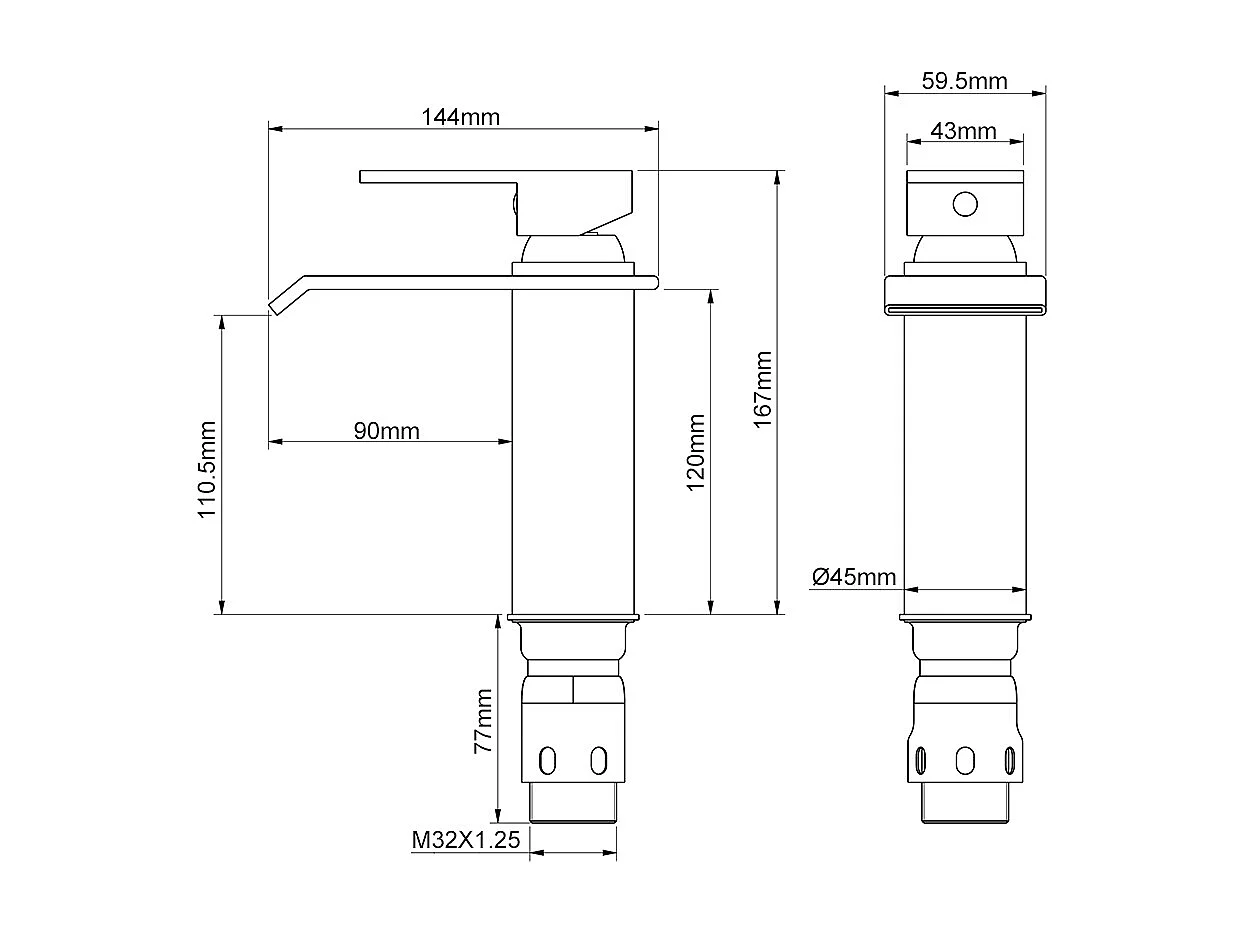 Robinet Salle de Bain Cascade Robinet de Lavabo en Laiton Mitigeur de Salle de Bain Chromé Forme Carré