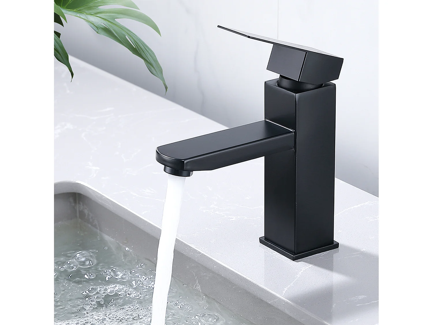 Robinet Salle Bain Noir Mitigeur Lavabo en Laiton Mitigeur Salle de Bain Contient des Tuyaux Chauds et Froids