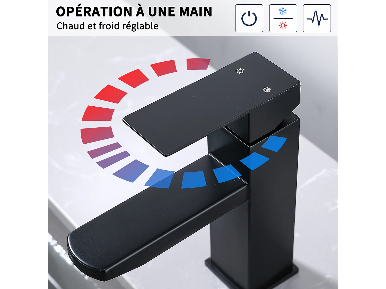 Robinet Salle Bain Noir Mitigeur Lavabo en Laiton Mitigeur Salle de Bain Contient des Tuyaux Chauds et Froids