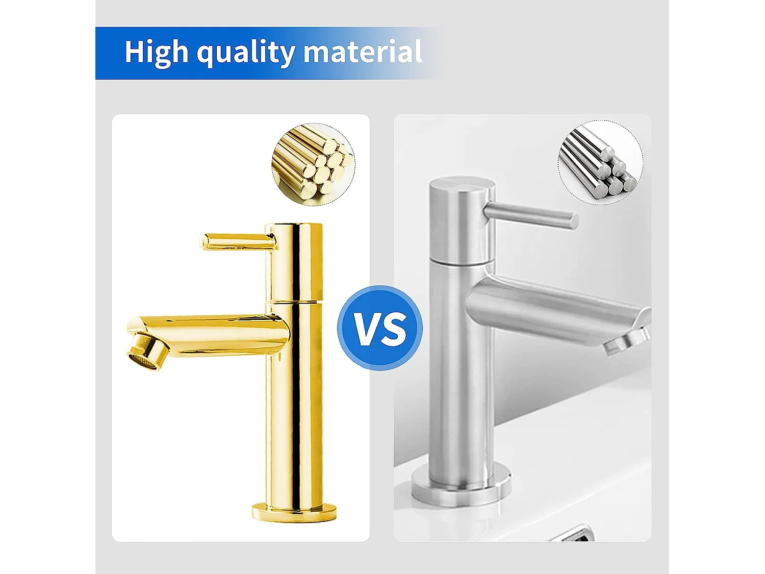 Robinet Lavabo Eau Froide Robinet Salle de Bain Chromé Robinetterie pour Lave-Mains en Laiton Haute de Qualité