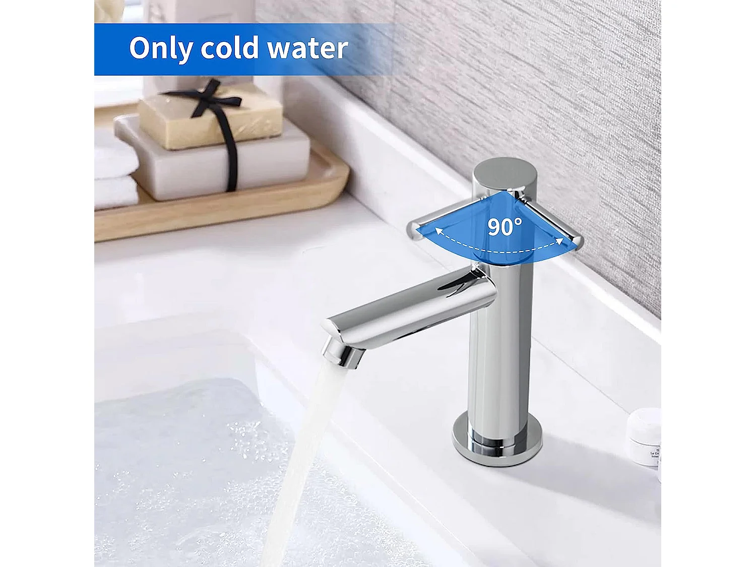 Robinet Lavabo Eau Froide Robinet Salle de Bain Chromé Robinetterie pour Lave-Mains en Laiton Haute de Qualité