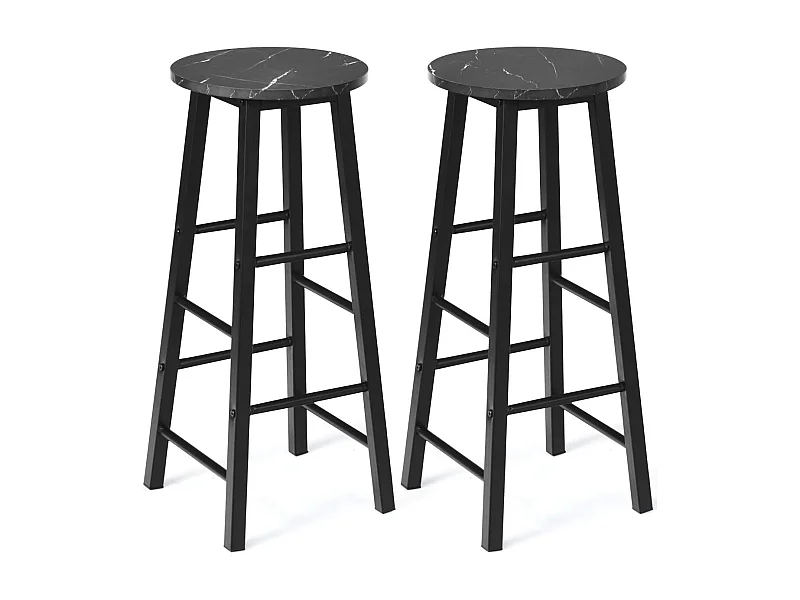 Tabourets de bar lot de 2, chaise de bar industrielle avec repose-pieds (noir)