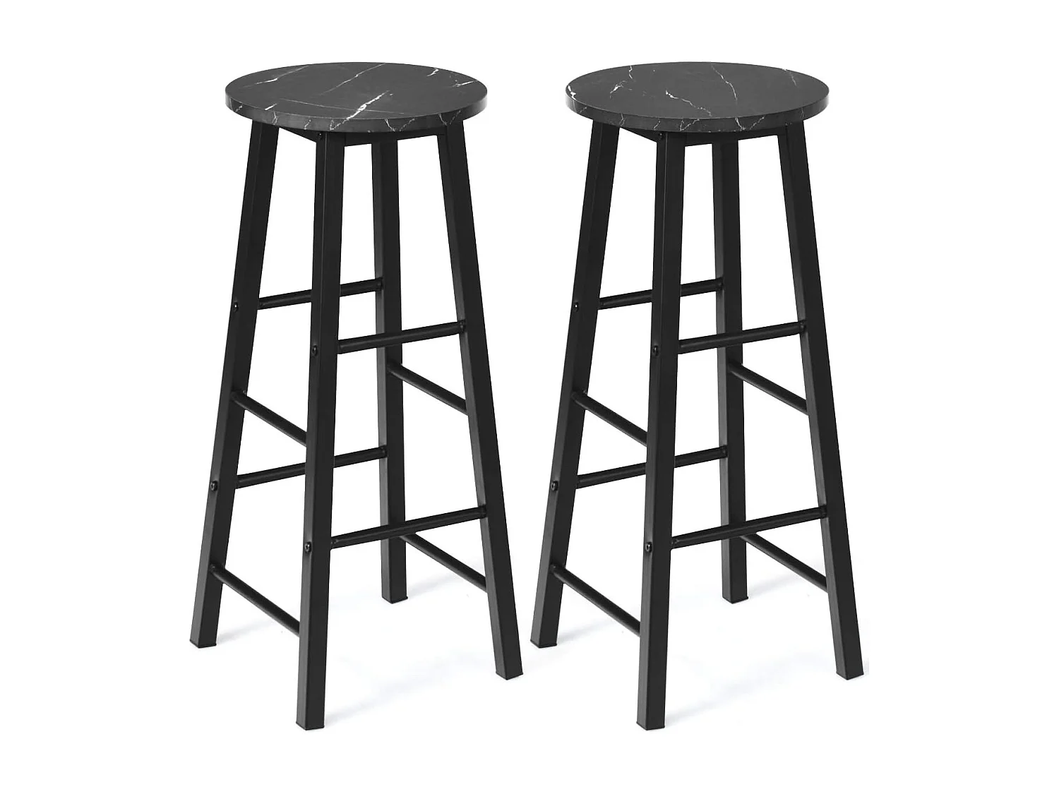Tabourets de bar lot de 2, chaise de bar industrielle avec repose-pieds (noir)