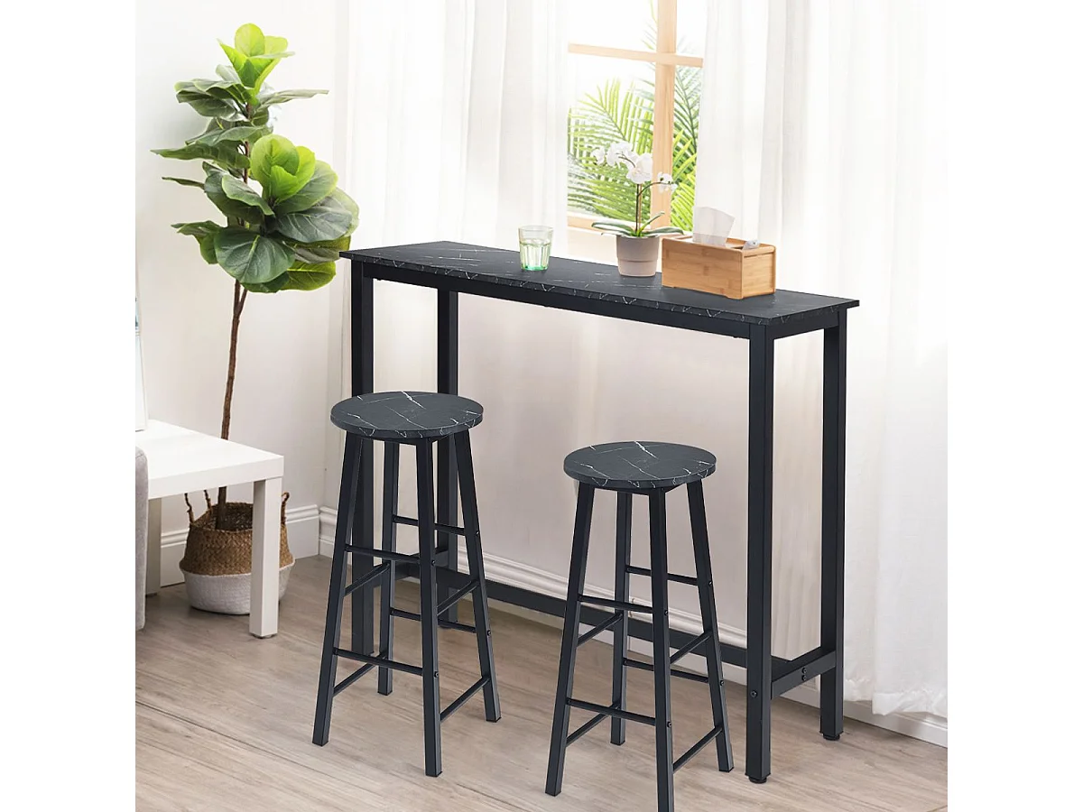 Tabourets de bar lot de 2, chaise de bar industrielle avec repose-pieds (noir)