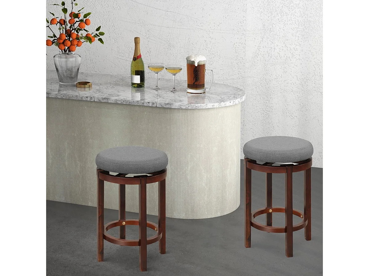 Tabouret bar lot de 2 en lin, chaise de bar pivotant avec repose-pieds
