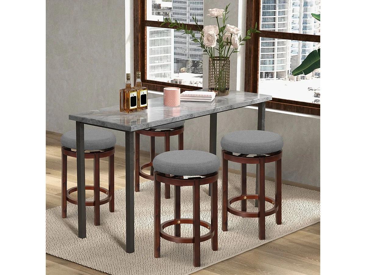 Tabouret bar lot de 2 en lin, chaise de bar pivotant avec repose-pieds